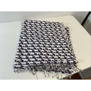 VIRGINIA JOHNSON scarf Shawl Woman's 70" x 33" Fringed purple elephants light